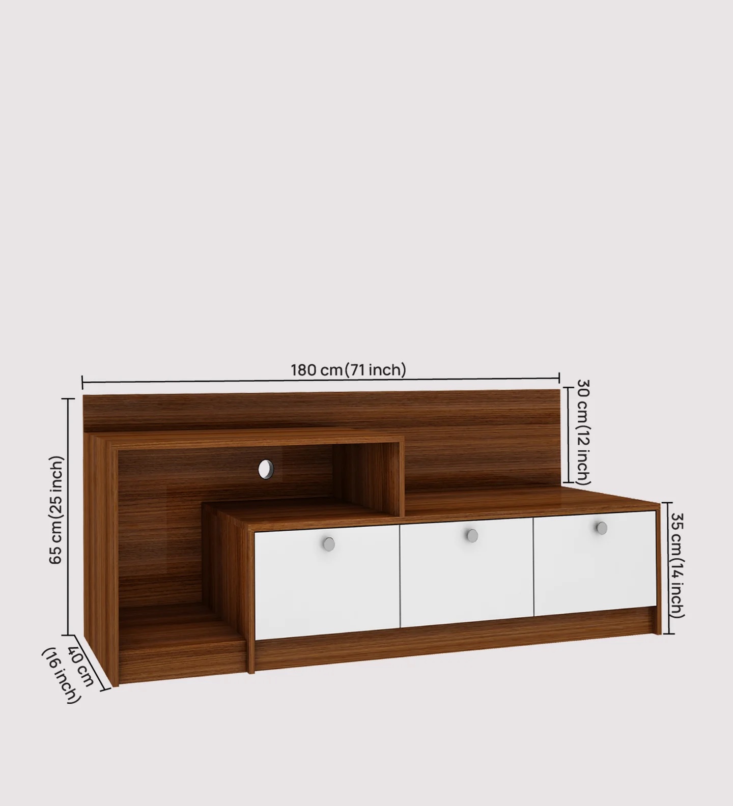 Wood T.V. Unit in White and Brown Colour - Image 6