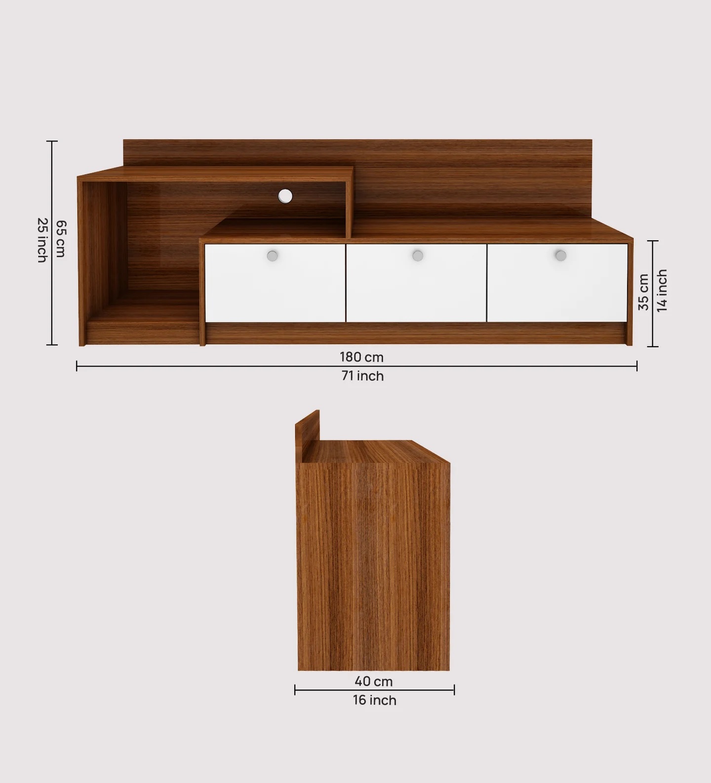 Wood T.V. Unit in White and Brown Colour - Image 7