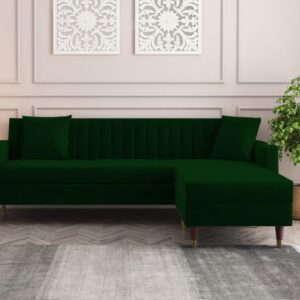 4 Seater L Shape Sofa in Green Colour