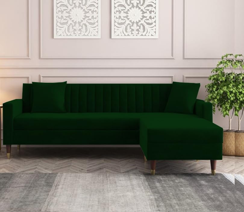 4 Seater L Shape Sofa in Green Colour