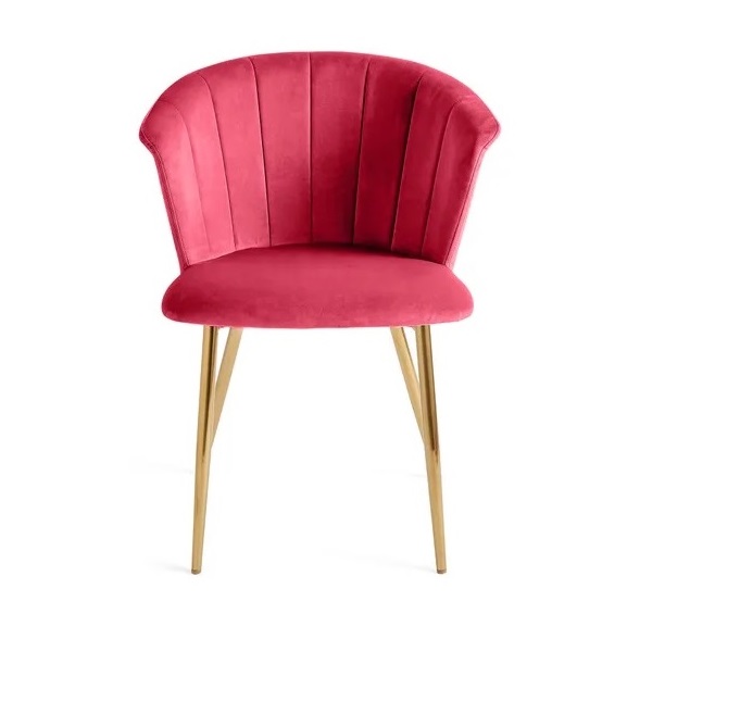 Kapee Velvet Fabric Dining Chair In Rose Pink Colour - Image 4