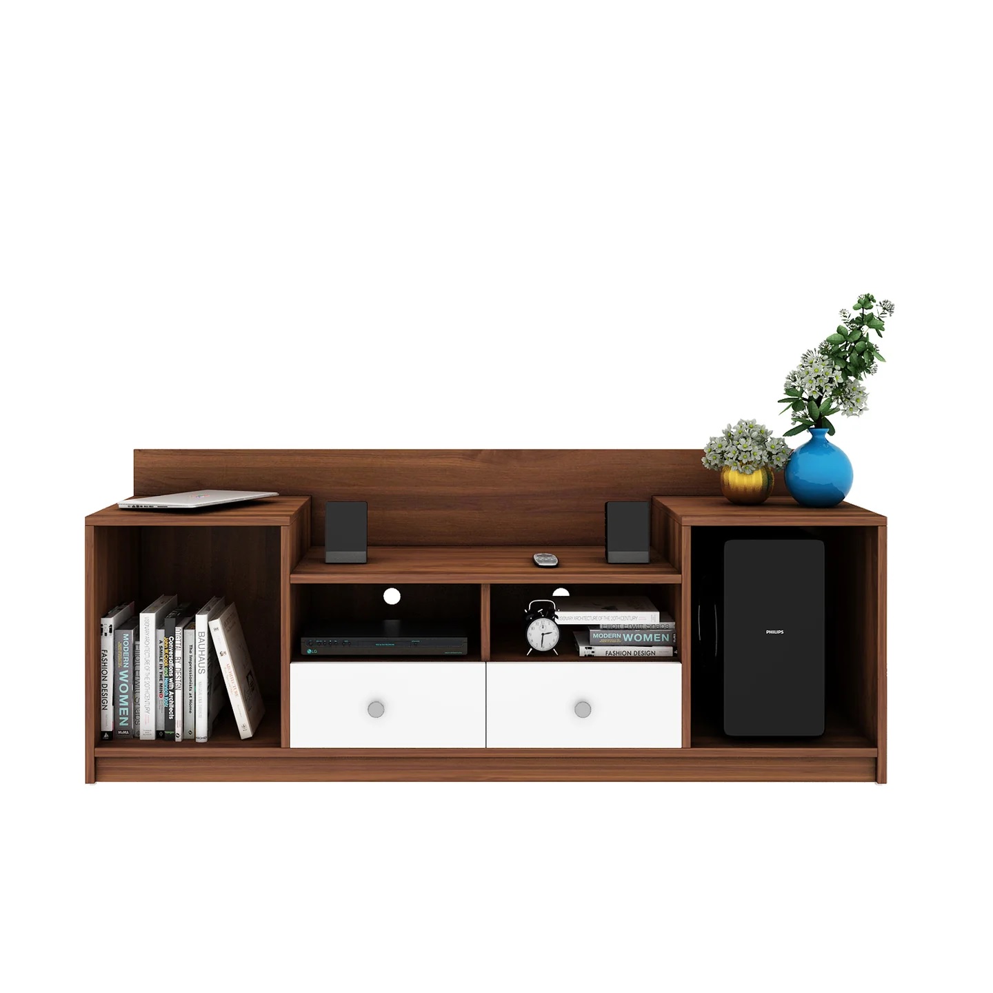 Wood T.V. Unit in White and Brown Colour - Image 2