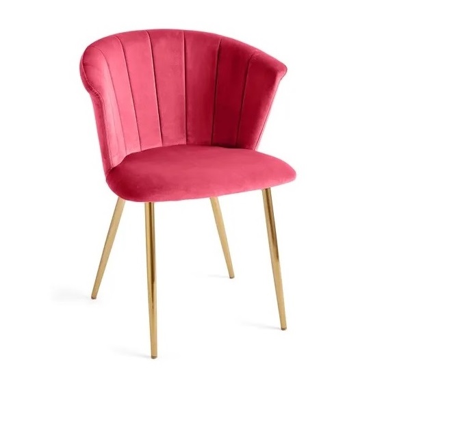 Kapee Velvet Fabric Dining Chair In Rose Pink Colour - Image 3