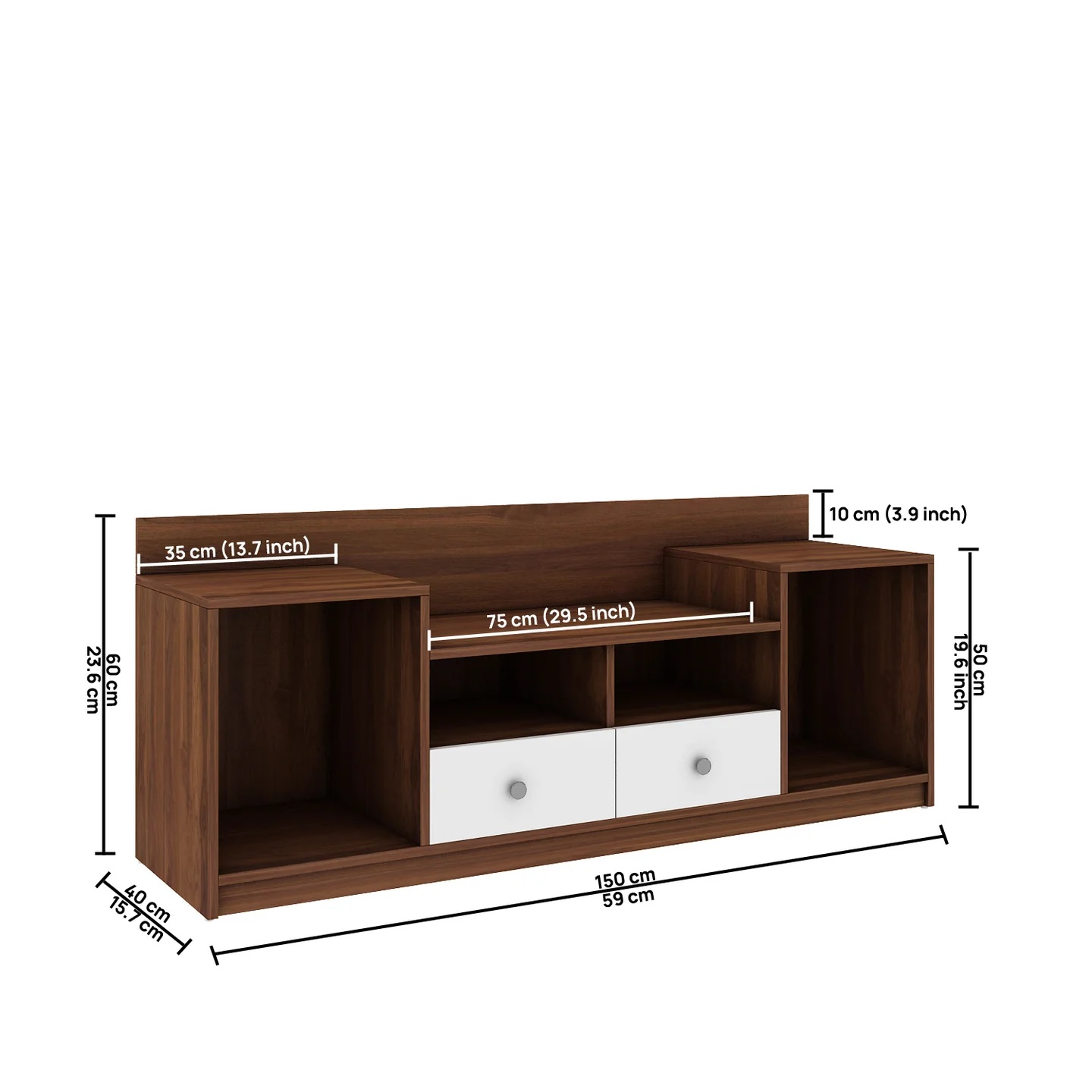 Wood T.V. Unit in White and Brown Colour - Image 6