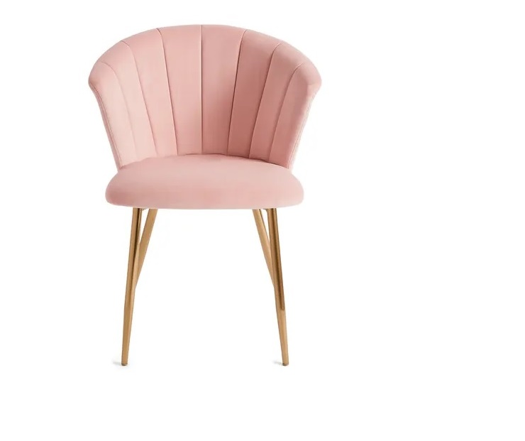 Kapee Velvet Fabric Dining Chair In Pink Colour - Image 4
