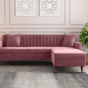 4 Seater L Shape Sofa in Pink Colour