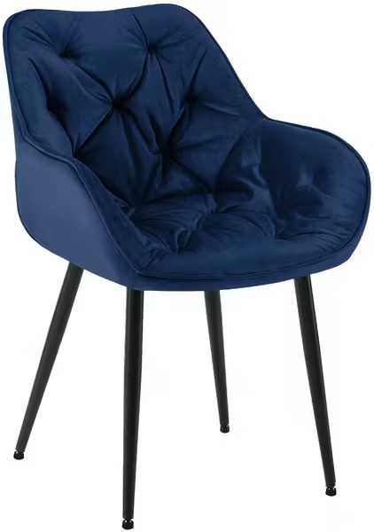 Jasper Velvet Fabric Arm Chair In Blue Color