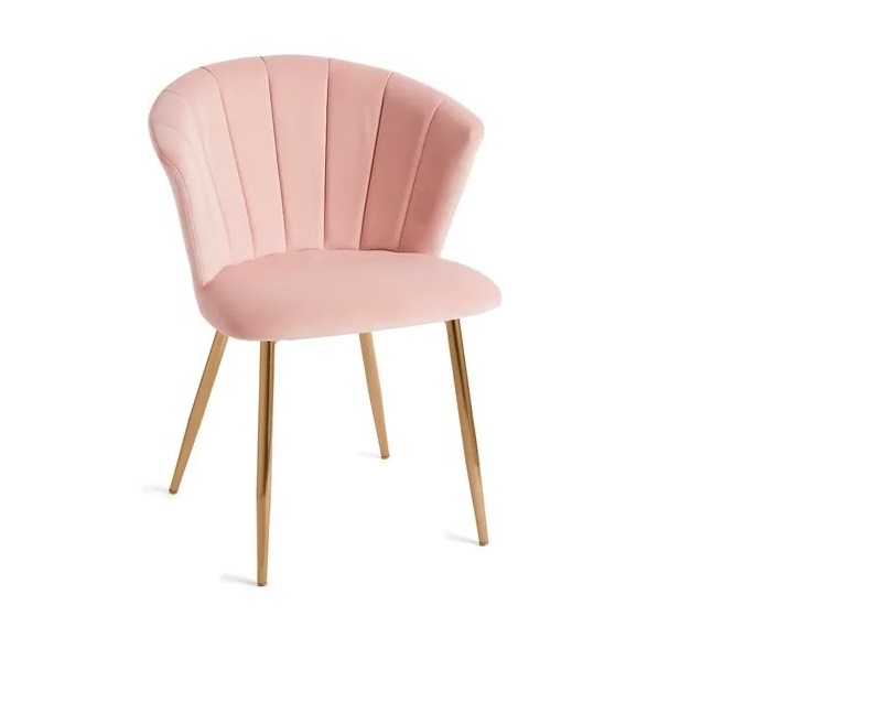 Kapee Velvet Fabric Dining Chair In Pink Colour - Image 3