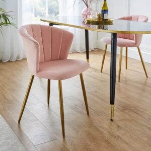 Kapee Velvet Fabric Dining Chair In Pink Colour