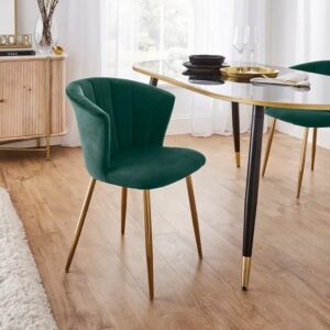 Kapee Velvet Fabric Dining Chair In Green Colour