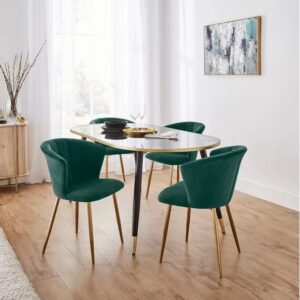 Kapee Velvet Fabric Dining Chair In Green Colour