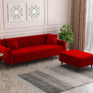 4 Seater L Shape Sofa in Red Colour