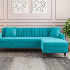 4 Seater L Shape Sofa in Ocean Blue Colour