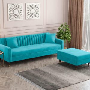 4 Seater L Shape Sofa in Ocean Blue Colour