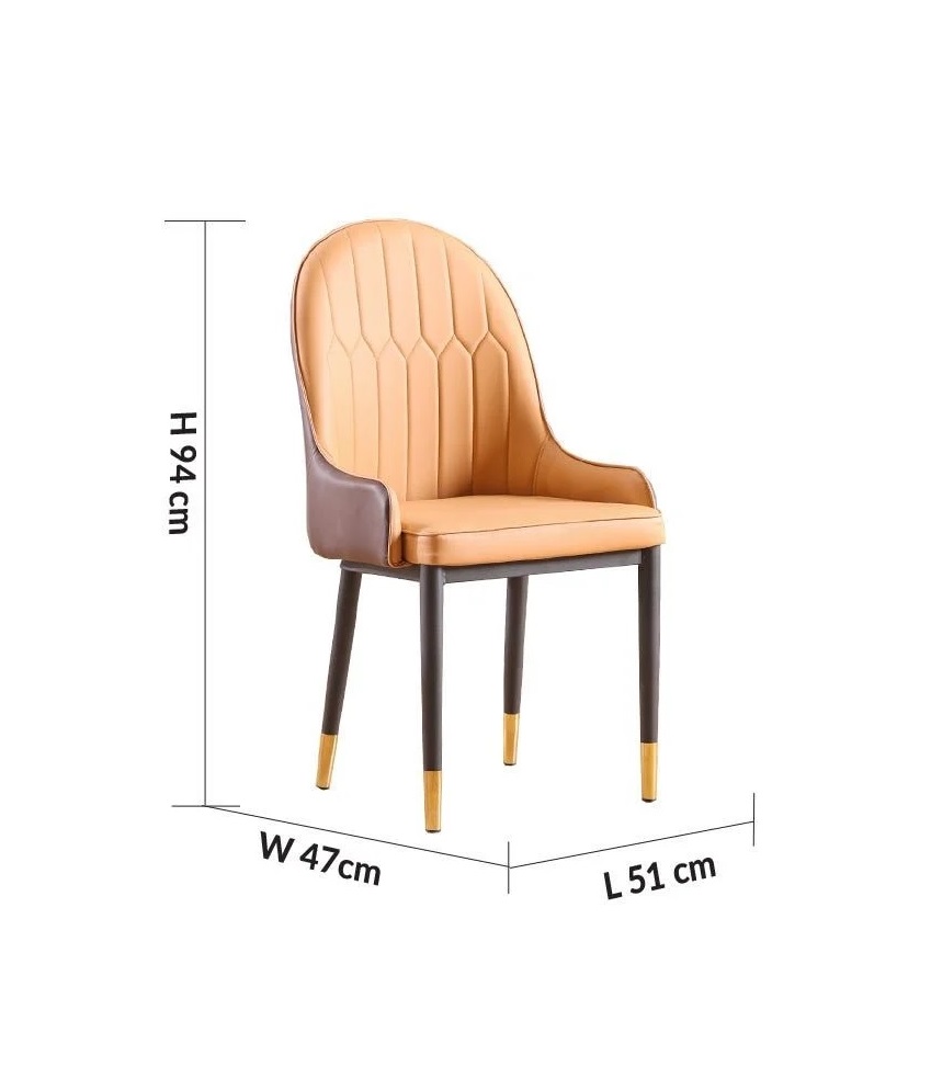 Gatiman Leatherette Dining Chair In Tan & Orange Colour - Image 7