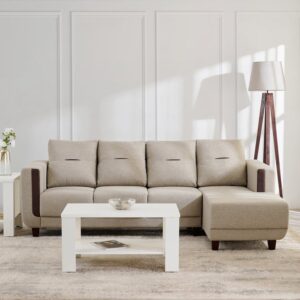 5 Seater L Shape Sofa in Beige Colour
