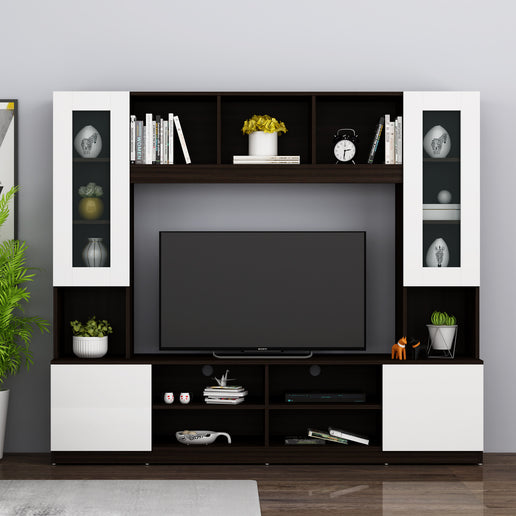 Wood T.V. Unit in Dark Brown and White Colour - Image 2