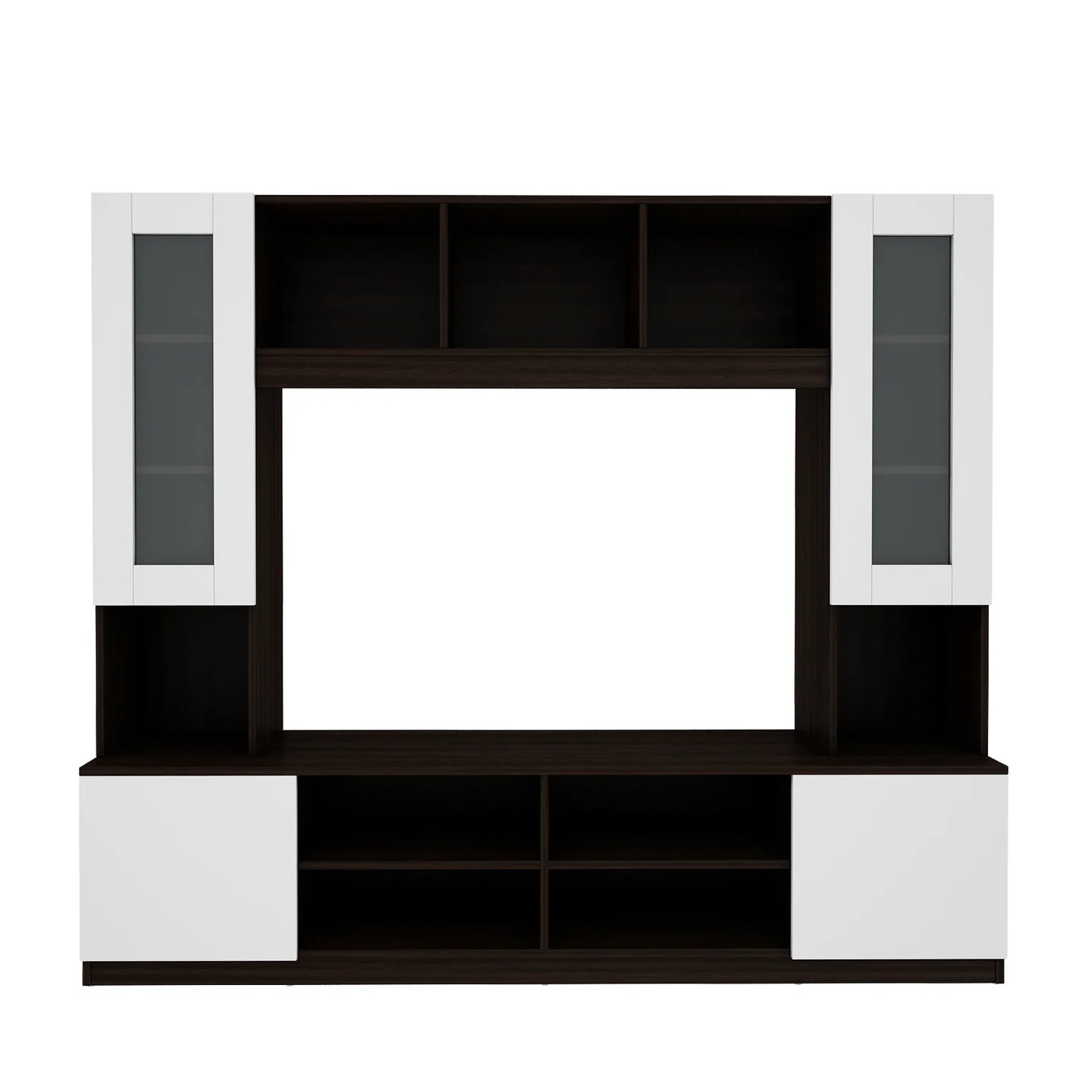 Wood T.V. Unit in Dark Brown and White Colour - Image 3