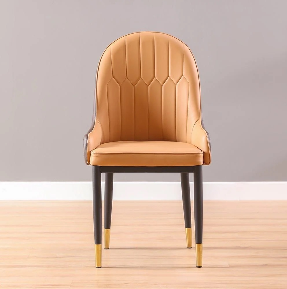 Gatiman Leatherette Dining Chair In Tan & Orange Colour - Image 6