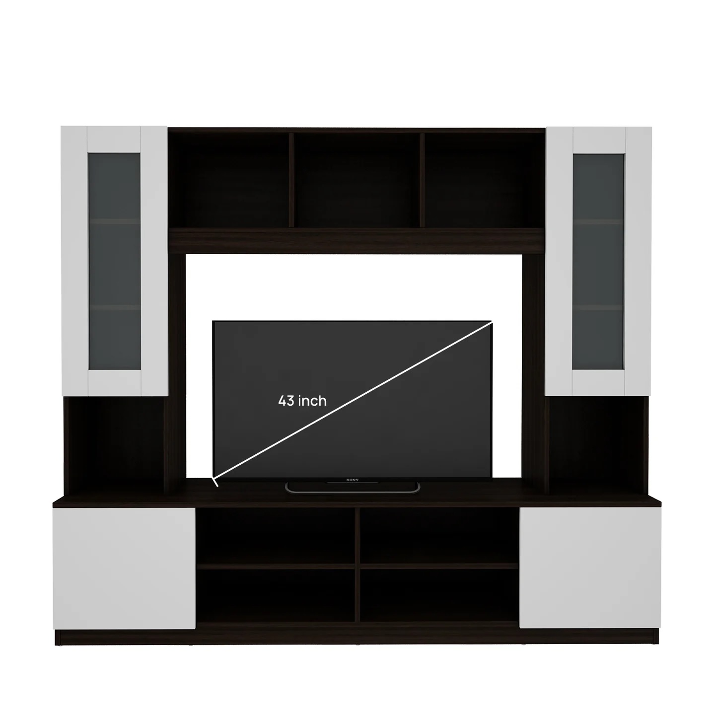 Wood T.V. Unit in Dark Brown and White Colour - Image 4