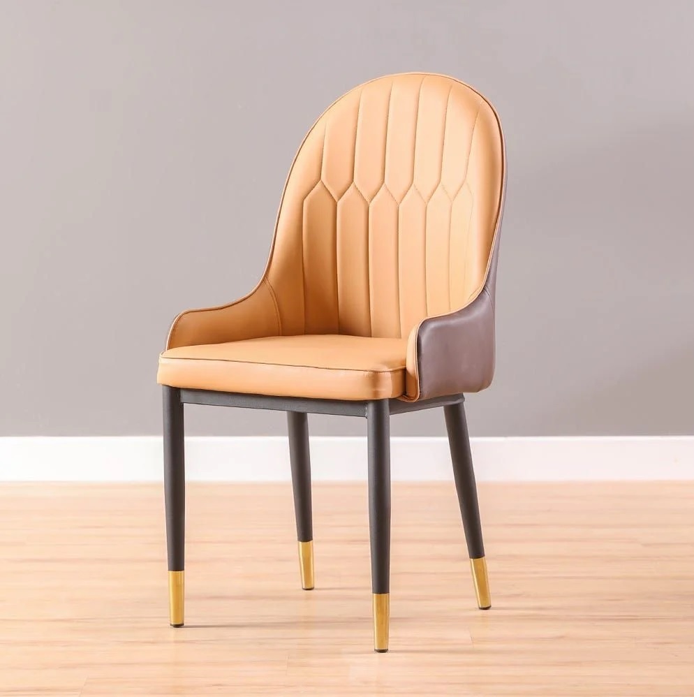 Gatiman Leatherette Dining Chair In Tan & Orange Colour - Image 5