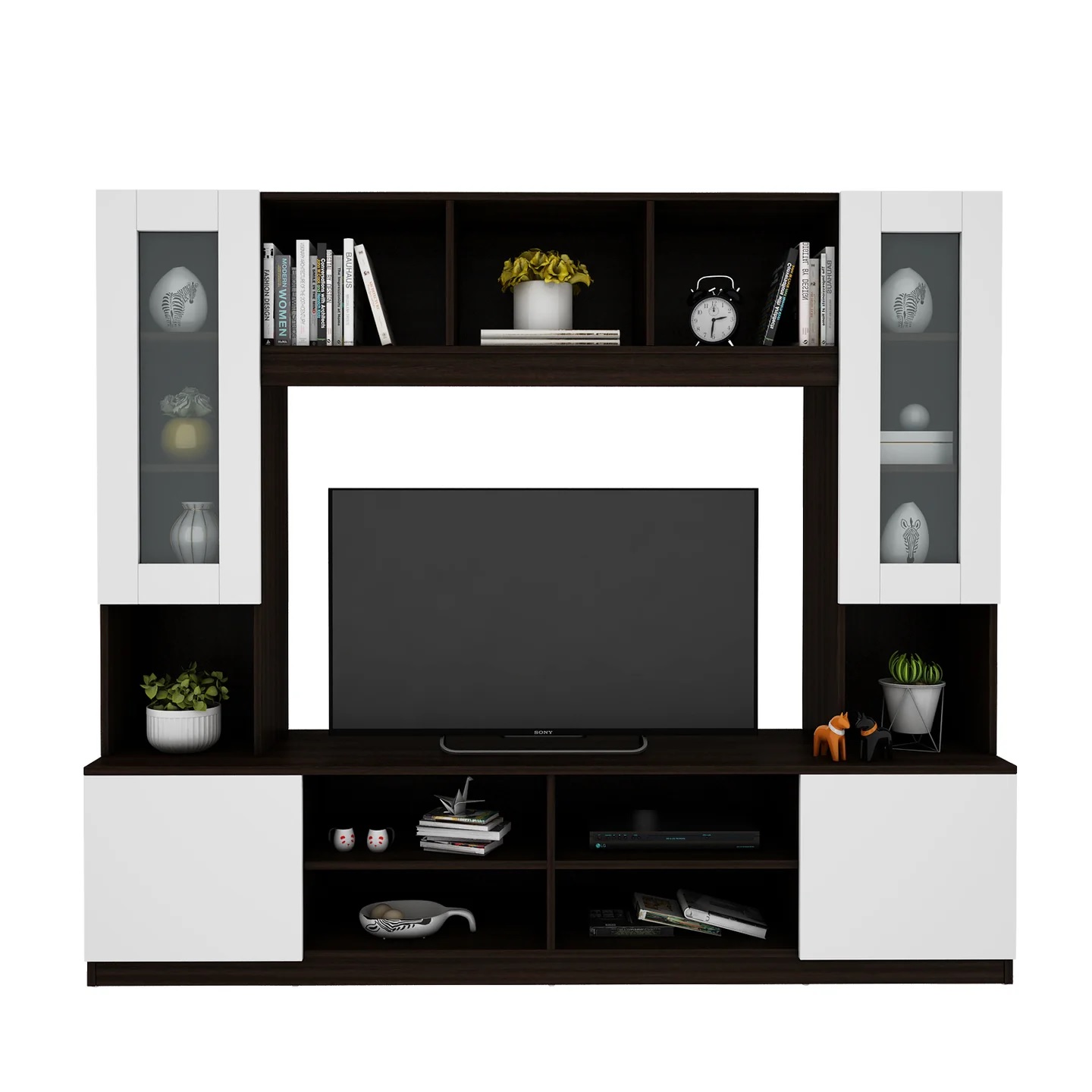 Wood T.V. Unit in Dark Brown and White Colour - Image 5