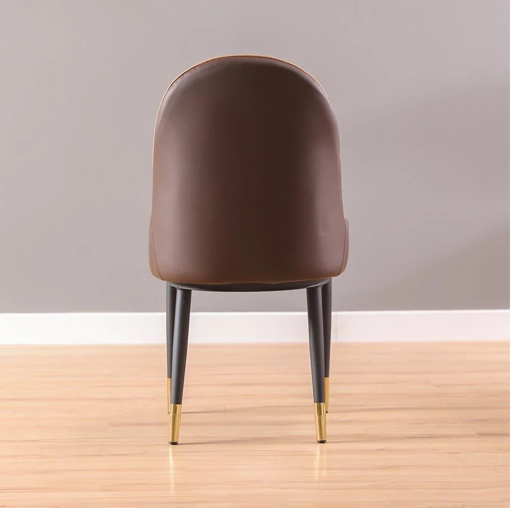 Gatiman Leatherette Dining Chair In Tan & Orange Colour - Image 4