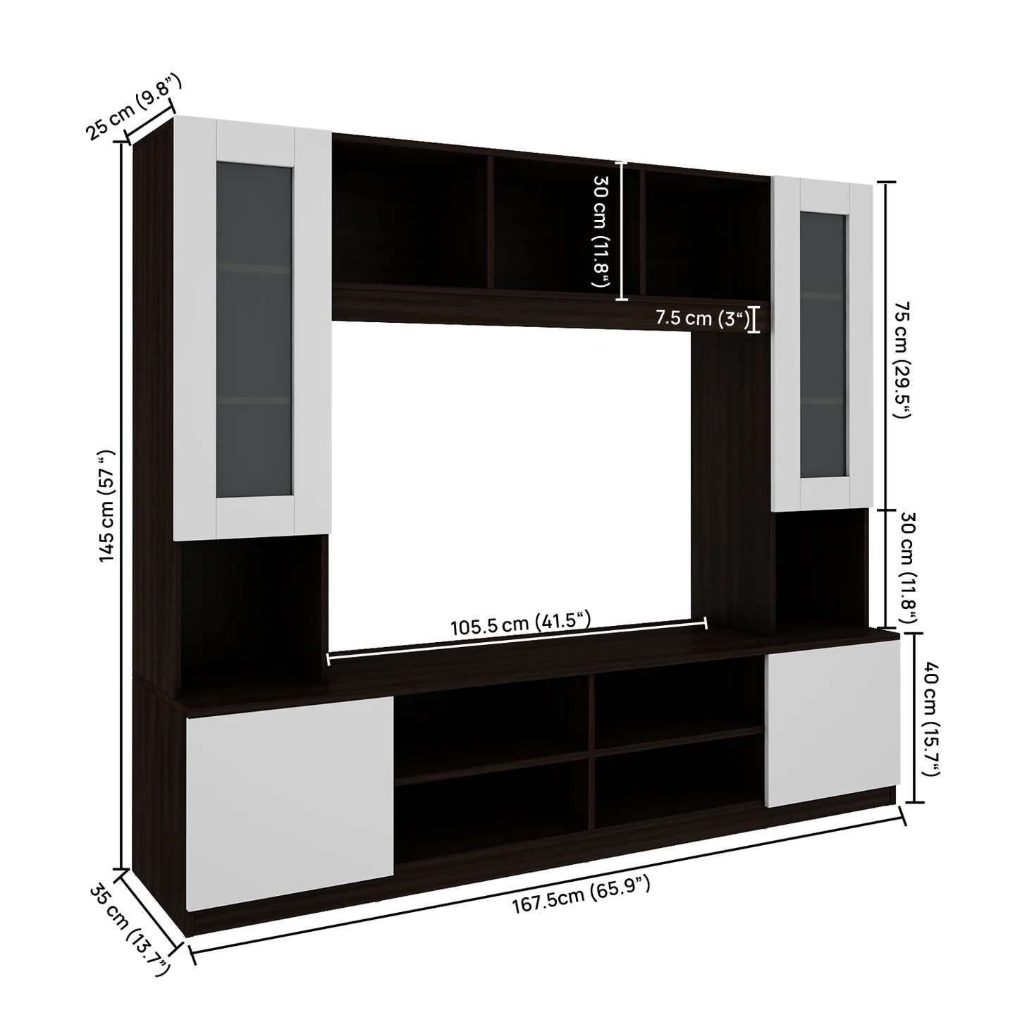Wood T.V. Unit in Dark Brown and White Colour - Image 7