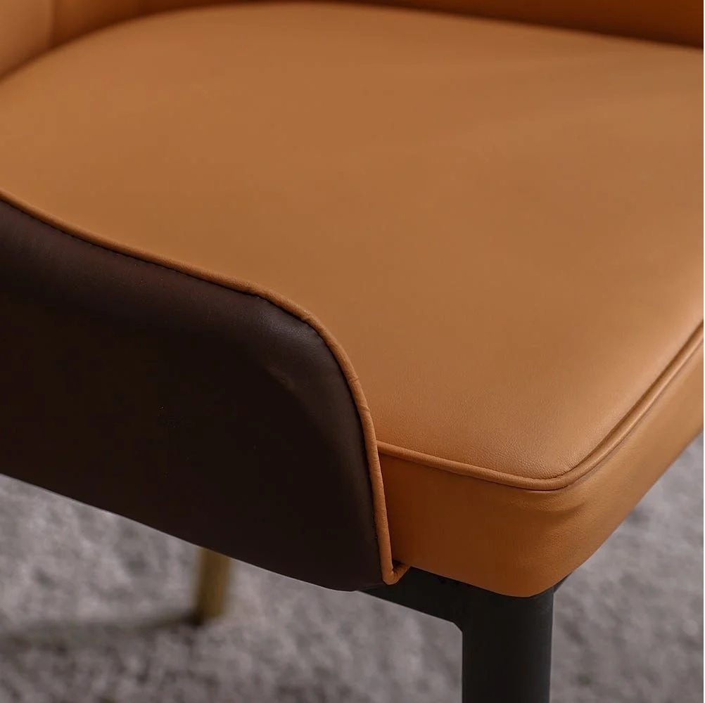 Gatiman Leatherette Dining Chair In Tan & Orange Colour - Image 3