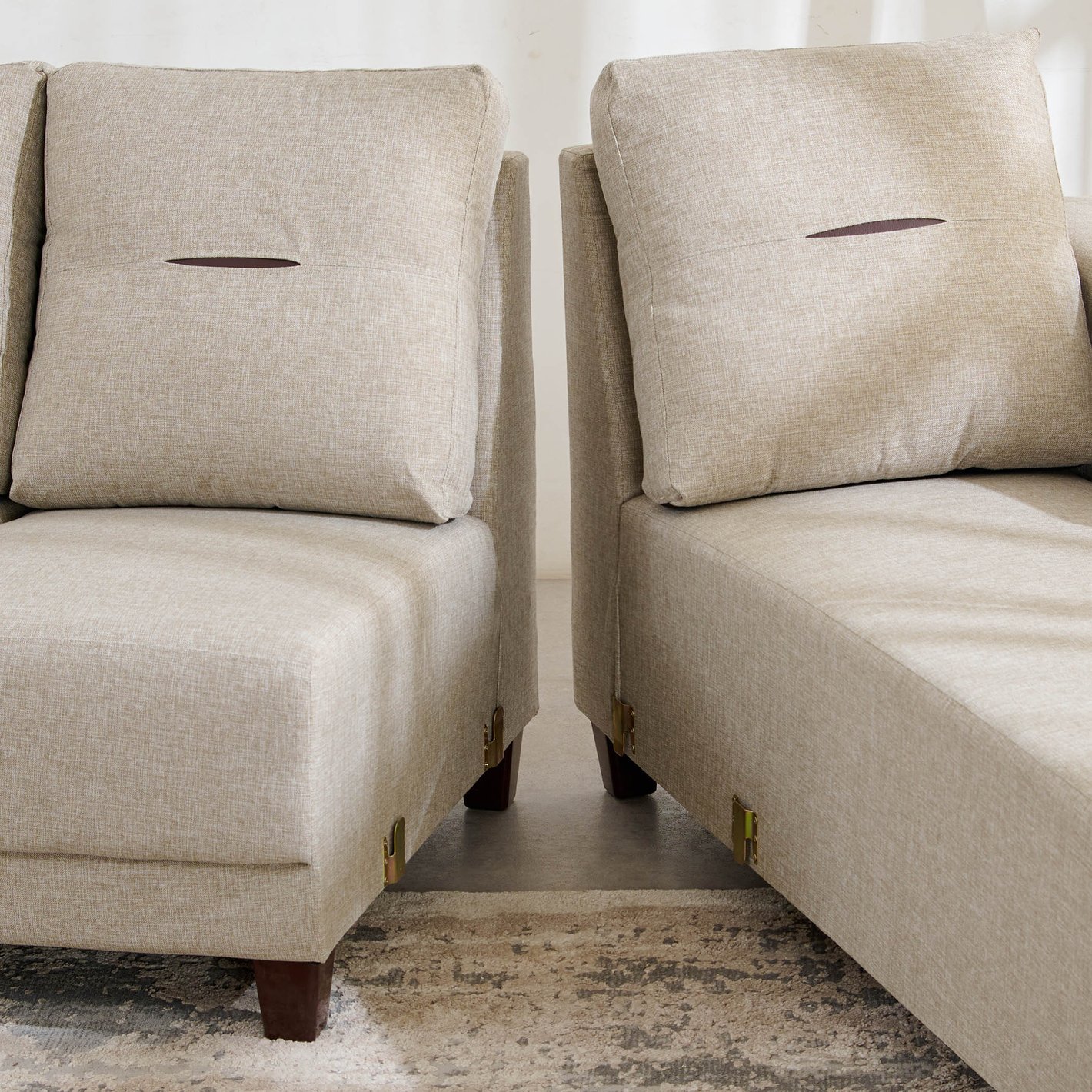 5 Seater L Shape Sofa in Beige Colour - Image 5