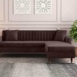 4 Seater L Shape Sofa in Ocean Brown Colour