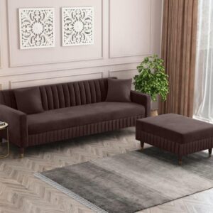 4 Seater L Shape Sofa in Ocean Brown Colour