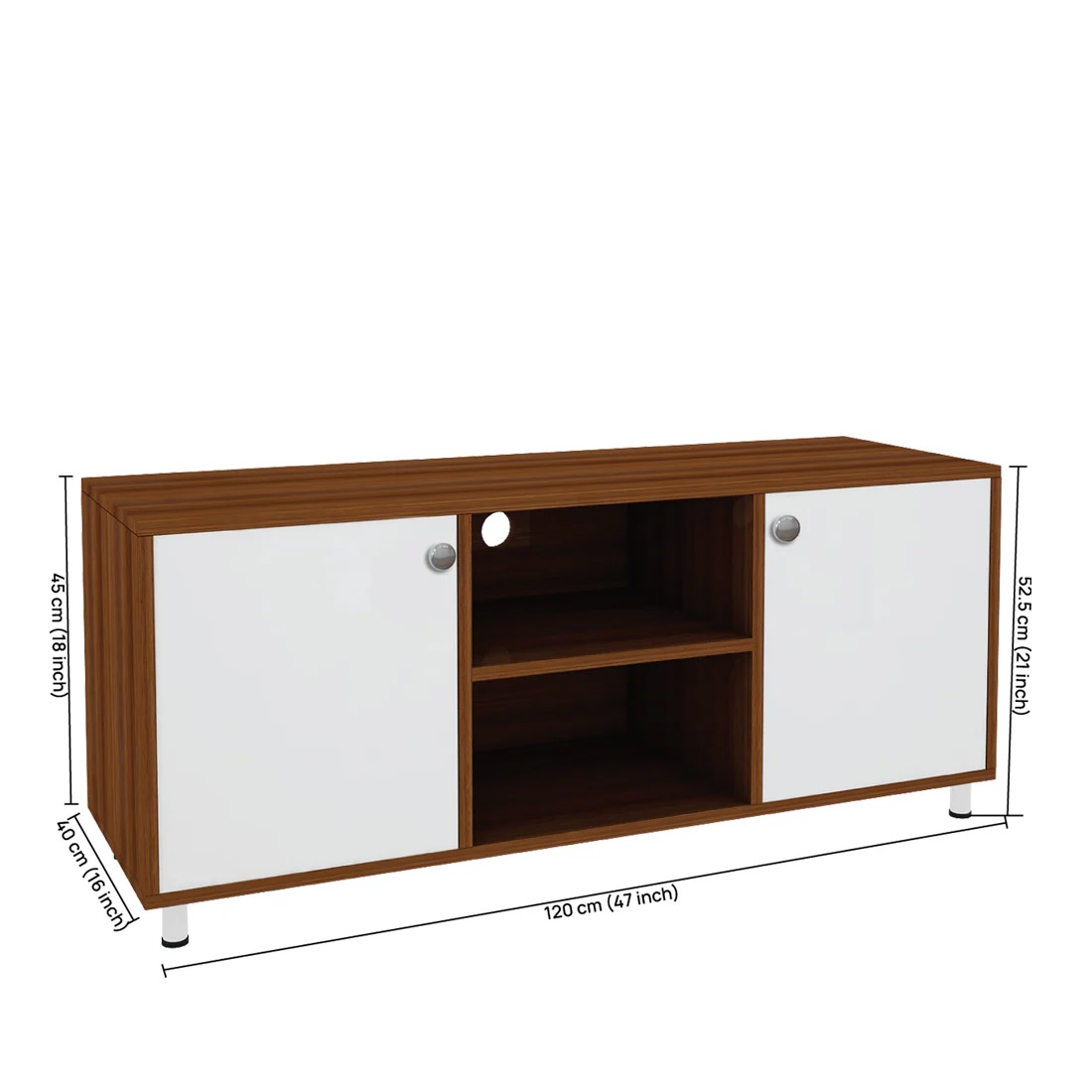 Wood T.V. Unit in Brown and White Colour - Image 8