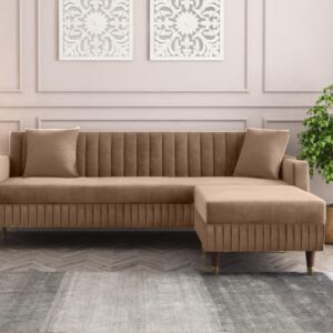 4 Seater L Shape Sofa in Light Brown Colour