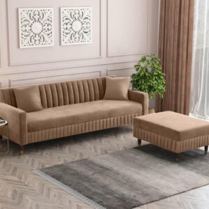 4 Seater L Shape Sofa in Light Brown Colour