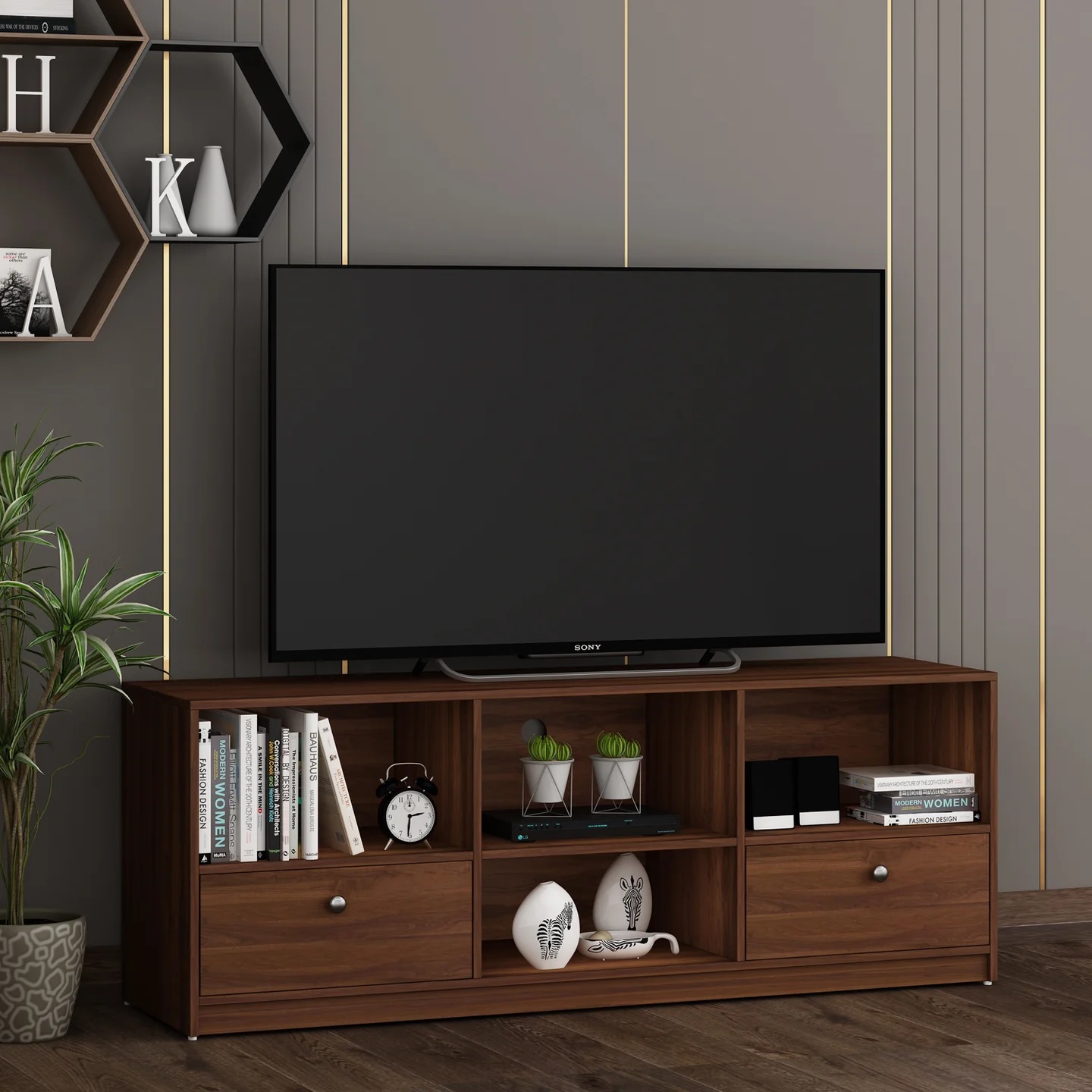 Wood T.V. Unit in Brown Colour - Image 3
