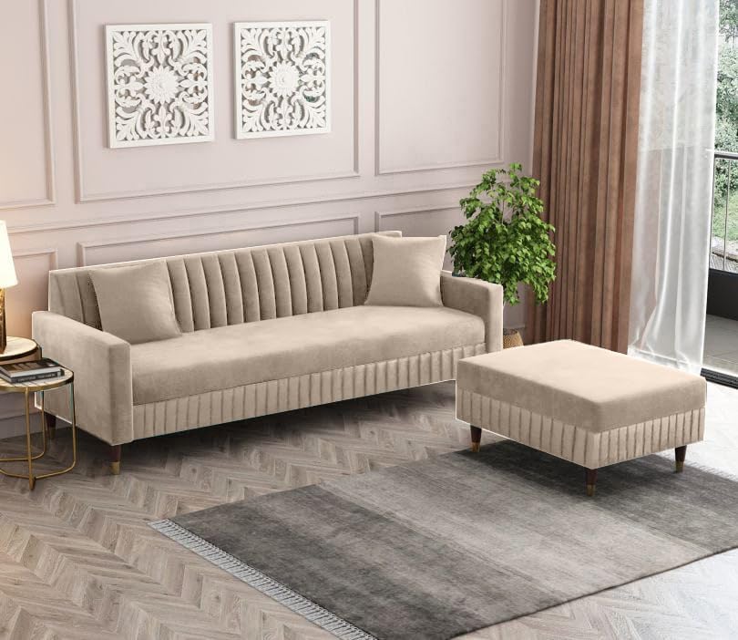 4 Seater L Shape Sofa in Beige Colour - Image 2