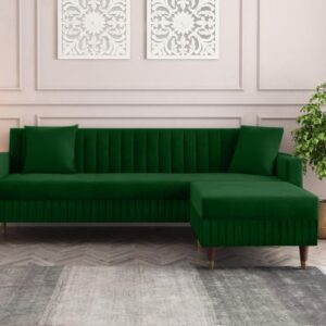 4 Seater L Shape Sofa in Green Colour