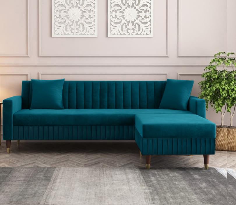 4 Seater L Shape Sofa in Blue Colour
