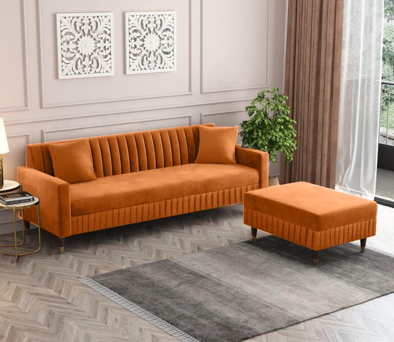 4 Seater L Shape Sofa in Orange Colour - Image 2
