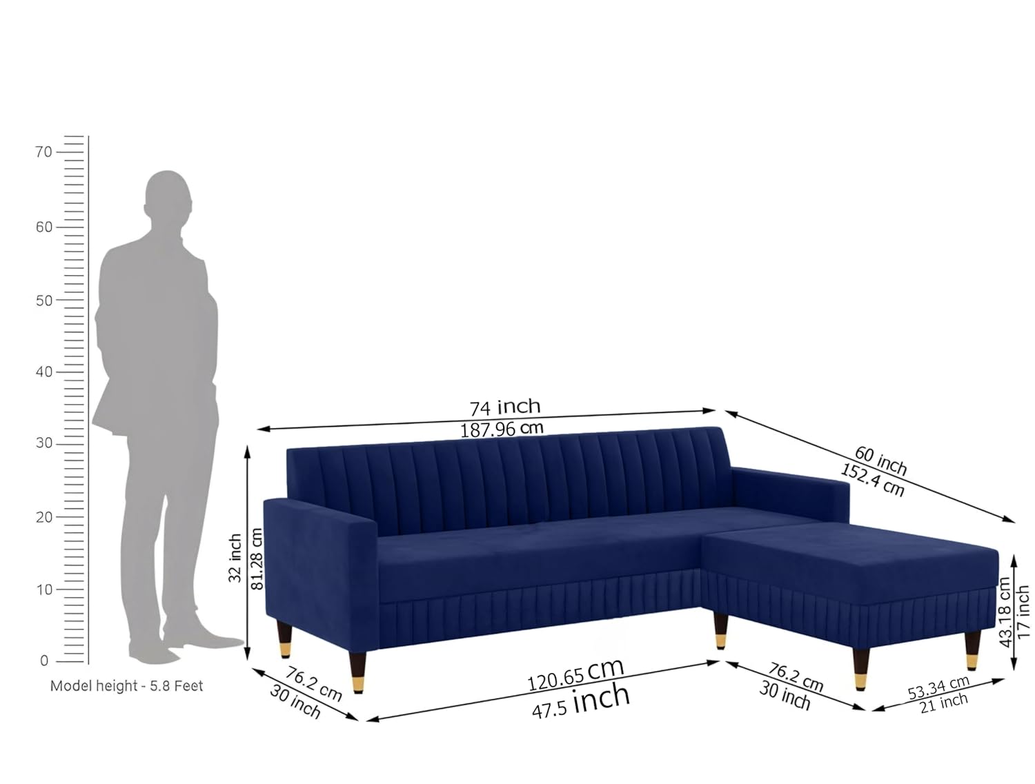 4 Seater L Shape Sofa in Purple Colour - Image 5