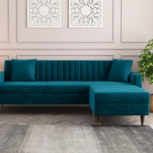 4 Seater L Shape Sofa in Blue Colour