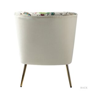 Kalian Velvet Fabric Slipper Chair In White Multicolour