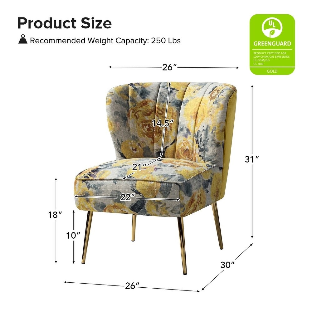 Kalian Velvet Fabric Slipper Chair In Yellow Multicolour - Image 3