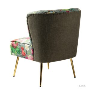 Kalian Velvet Fabric Slipper Chair In Grey Multicolour