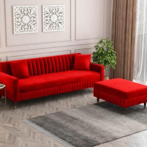 5 Seater L Shape Sofa in Red Colour