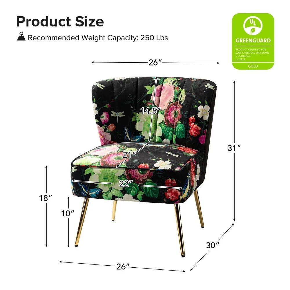 Kalian Velvet Fabric Slipper Chair In Black Multicolour - Image 4