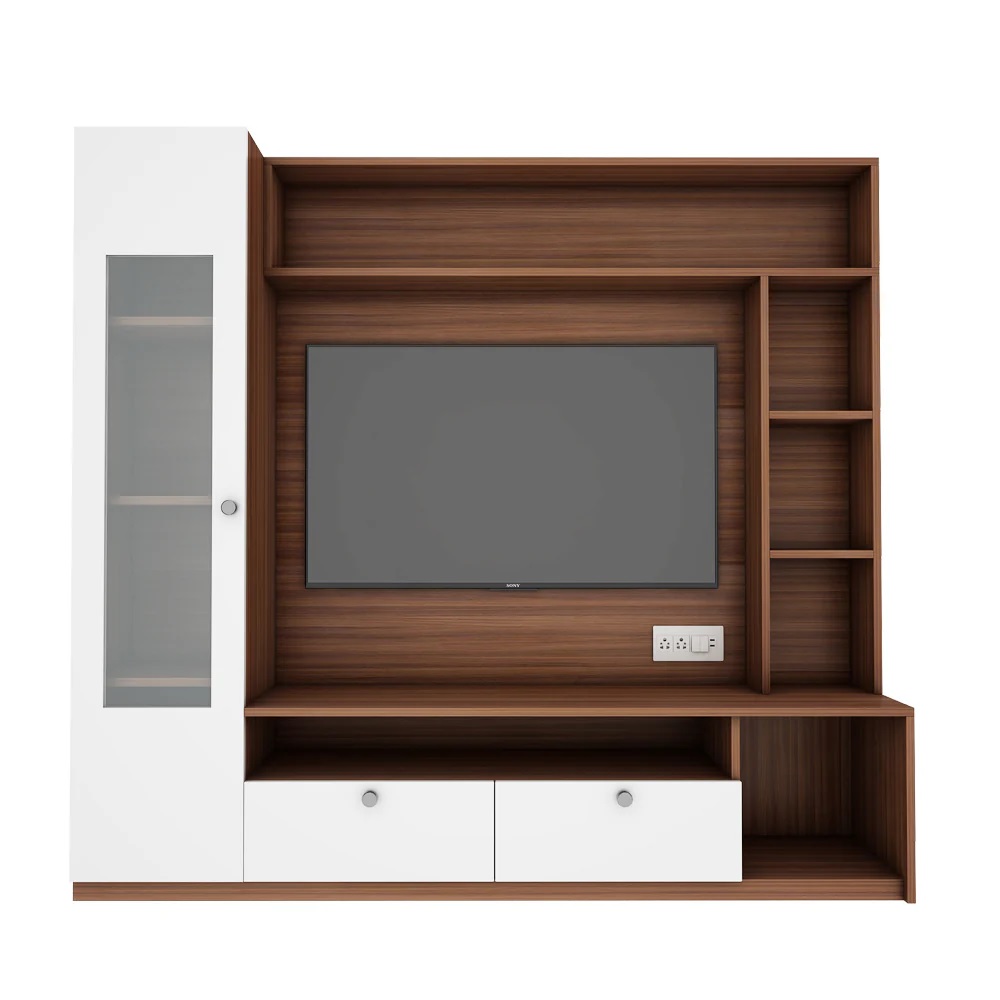 Wood T.V. Unit in Brown and White Colour - Image 2