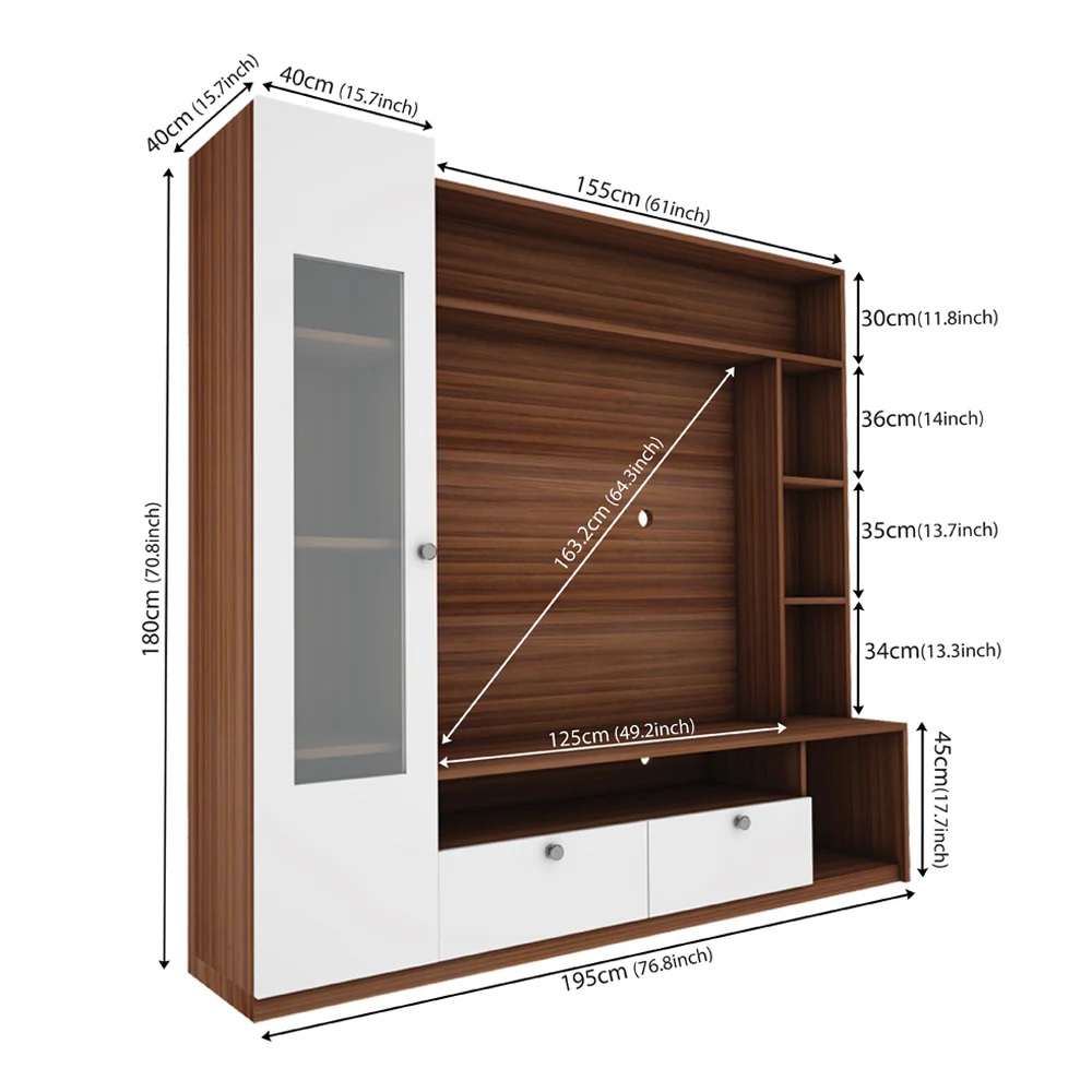 Wood T.V. Unit in Brown and White Colour - Image 7