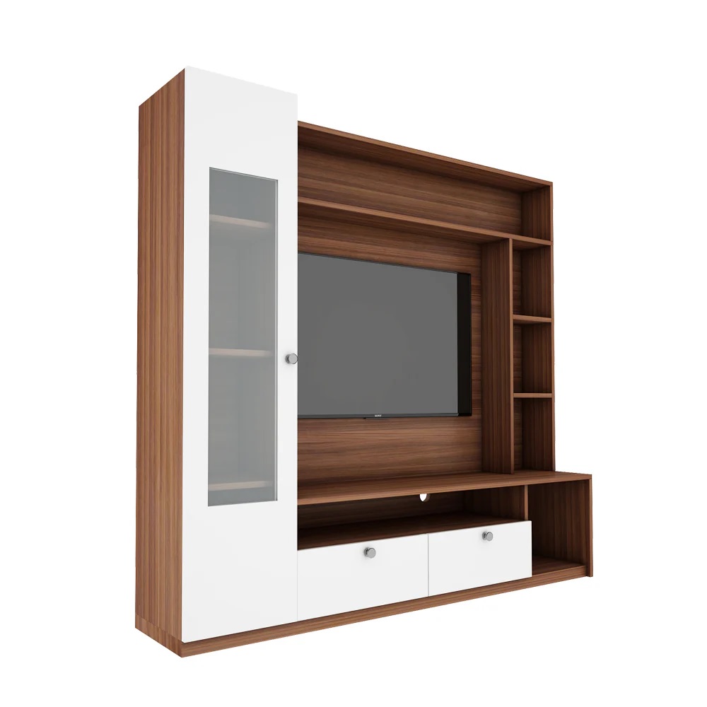 Wood T.V. Unit in Brown and White Colour - Image 5
